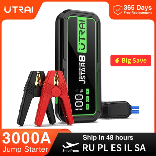 UTRAI Car Jump Starter Power Bank 3000A 20000mAh Starting Device Auto Emergency Battery Booster Jump Starter Car Battery Starter